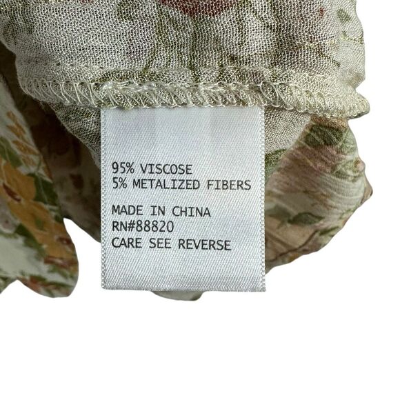 Cupcakes and Cashmere Floral Tie Neck Top Blouse Fall Boho Chic Size L - Picture 10 of 10